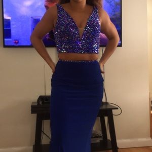 Beautiful royal blue 2 piece prom dress